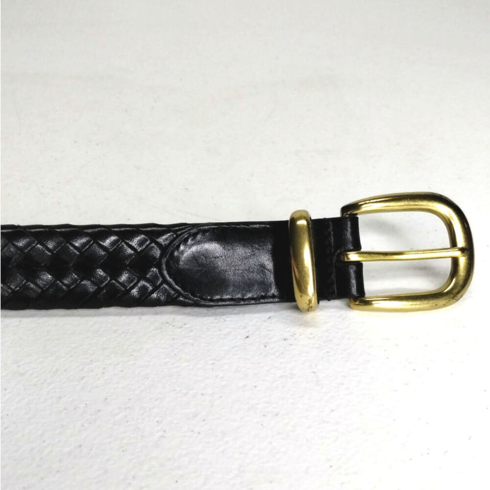 Vintage Coach Men's Belt size 40 Woven Black Leather Brass Buckle 6922 - Picture 4 of 6